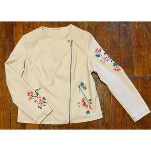 INC Faux Leather Moto Jacket with Floral Print